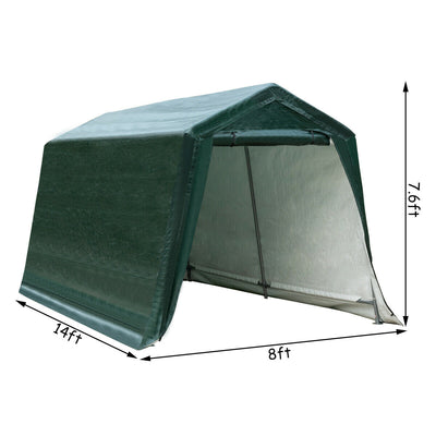 Outdoor Carport Shed with Sidewalls and Waterproof Ripstop Cover-8 x 14 ft