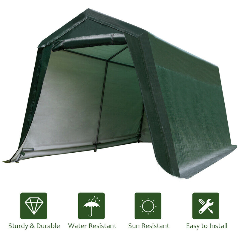 Outdoor Carport Shed with Sidewalls and Waterproof Ripstop Cover-10 x 10 ft