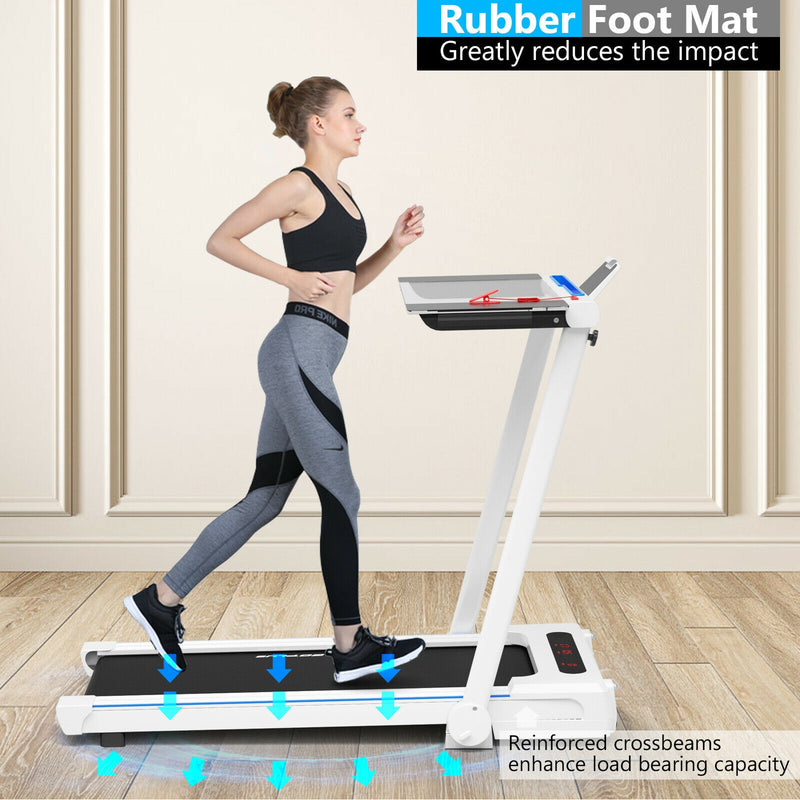 2.25HP 3-in-1 Folding Treadmill with Table Speaker Remote Control-White