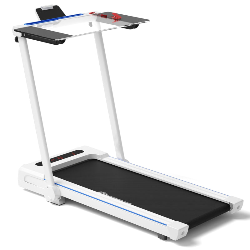 2.25HP 3-in-1 Folding Treadmill with Table Speaker Remote Control-White