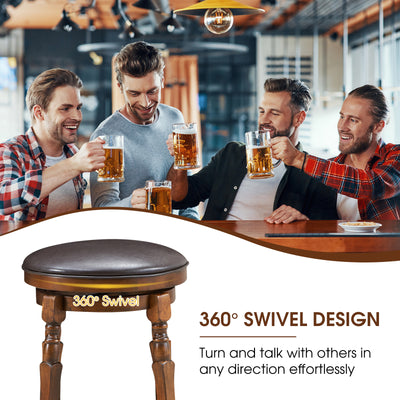 Set of 2 29-Inch Swivel Leather Padded Dining Bar Stools