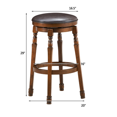 Set of 2 29-Inch Swivel Leather Padded Dining Bar Stools