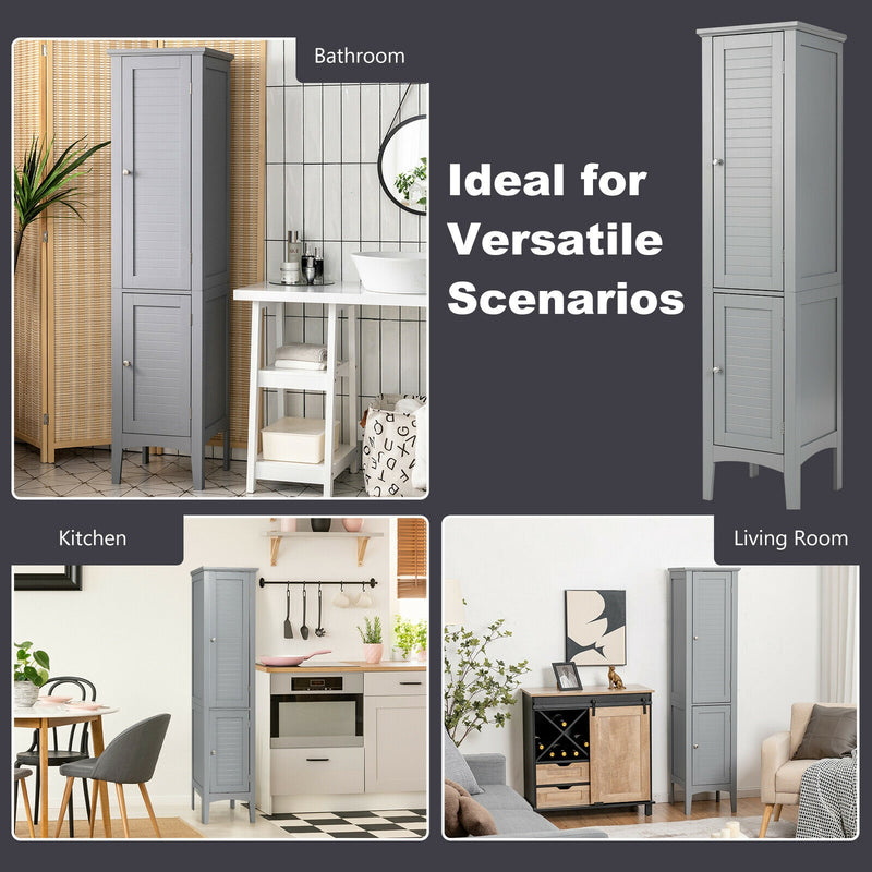 Freestanding Bathroom Storage Cabinet for Kitchen and Living Room-Gray