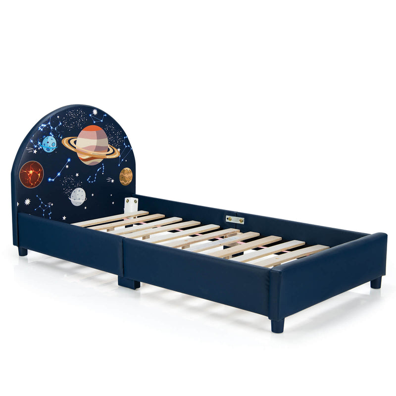 Twin Size Upholstered Platform Children Single Bed