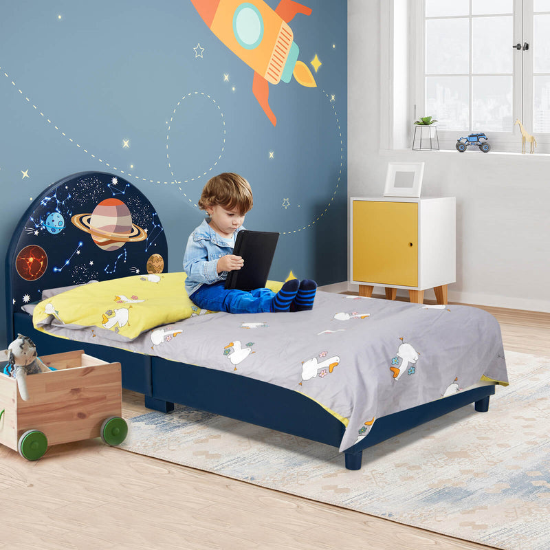 Twin Size Upholstered Platform Children Single Bed