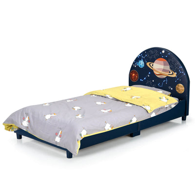 Twin Size Upholstered Platform Children Single Bed