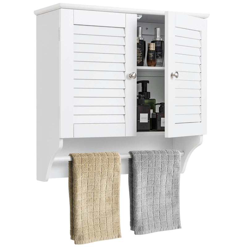 Bathroom Medicine Cabinet with Height Adjustable Shelf and Towels Bar