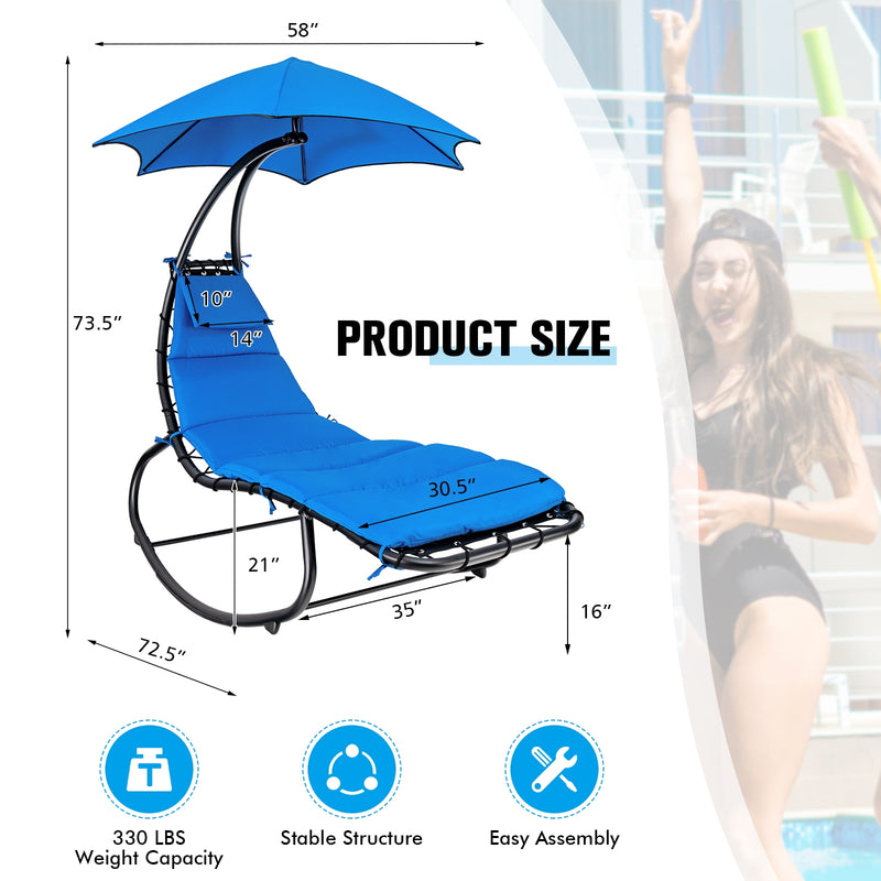 Hammock Chair with Shade Canopy and Built-in Pillow-Navy