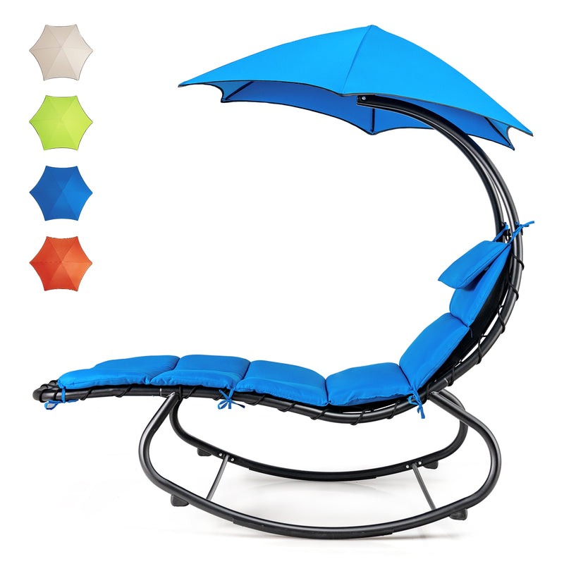 Hammock Chair with Shade Canopy and Built-in Pillow-Navy