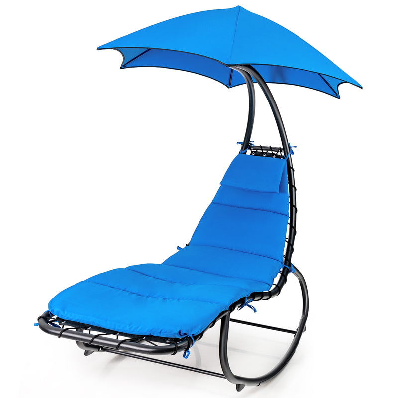 Hammock Chair with Shade Canopy and Built-in Pillow-Navy