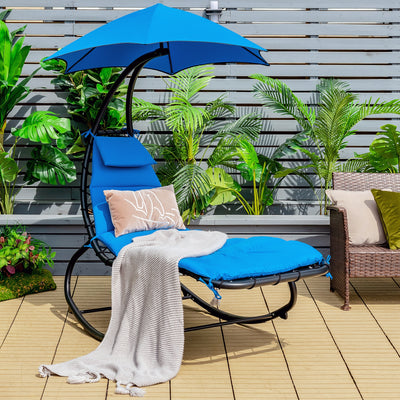 Hammock Chair with Shade Canopy and Built-in Pillow-Navy