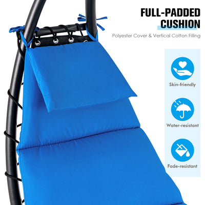 Hammock Chair with Shade Canopy and Built-in Pillow-Navy