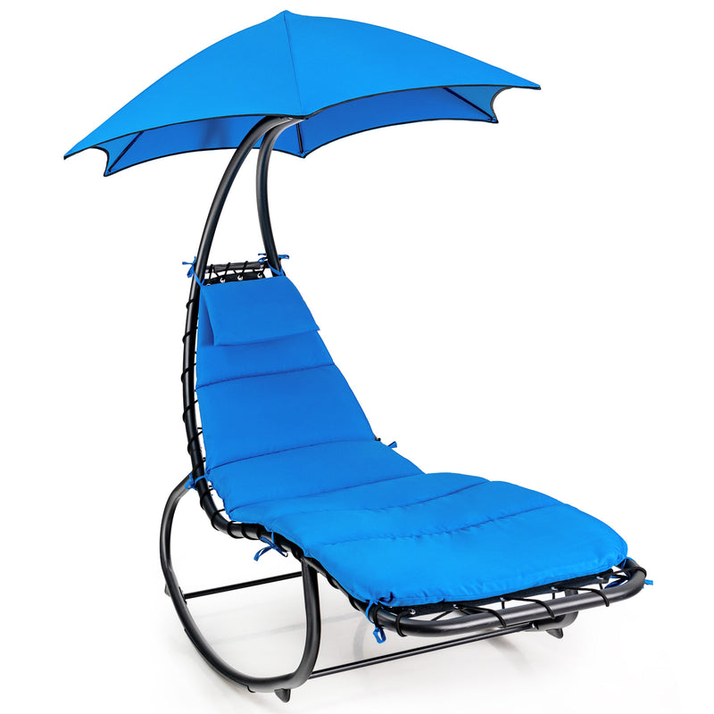 Hammock Chair with Shade Canopy and Built-in Pillow-Navy