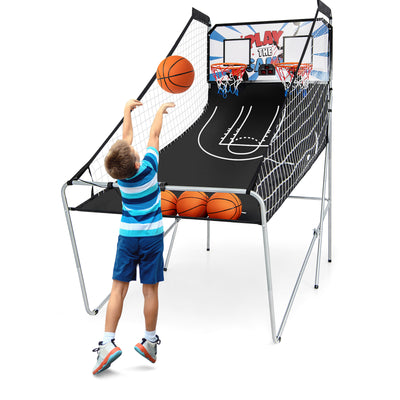 Foldable Dual Shot Basketball Arcade Game with Electronic Scoring System