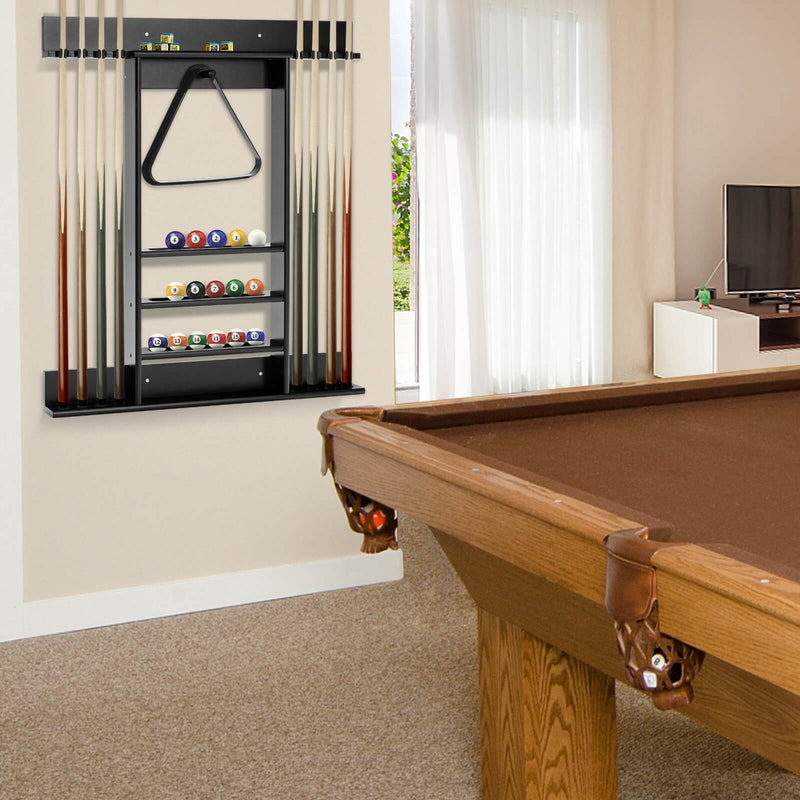 Wall-mounted Billiards Pool Cue Rack Only-Black