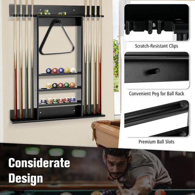 Wall-mounted Billiards Pool Cue Rack Only-Black