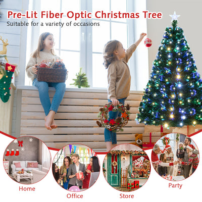 5'/6'7' LED Fiber Optic Artificial Christmas Tree w/ Top Star-5'