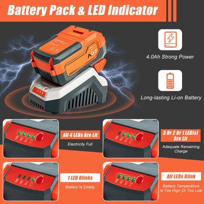 Electrical Cordless Leaf Blower with Battery and Charger-Orange