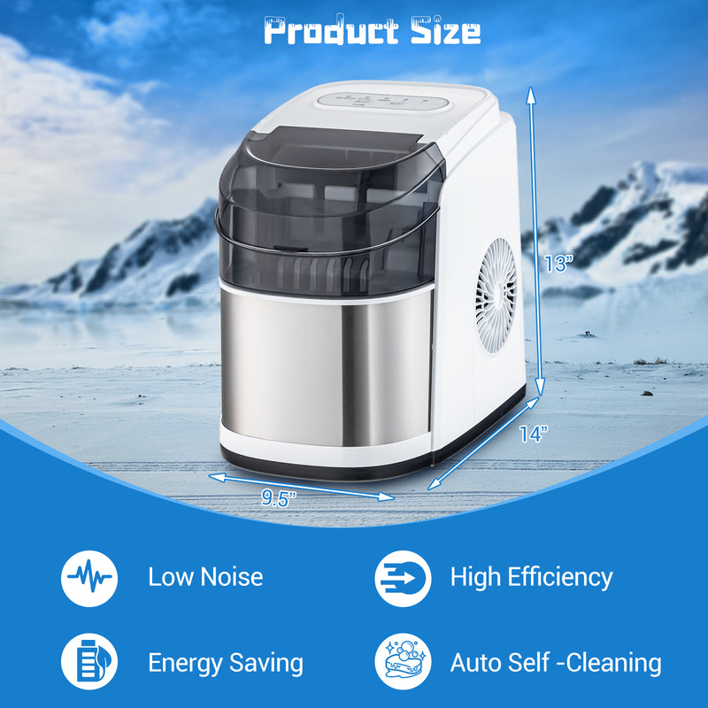 Countertop Ice Maker 26.5lbs/Day with Self-Cleaning Function and Flip Lid-White