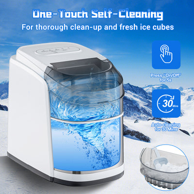 Countertop Ice Maker 26.5lbs/Day with Self-Cleaning Function and Flip Lid-White