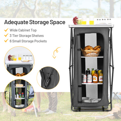 Folding Pop-Up Cupboard Compact Camping Storage Cabinet with Bag-L