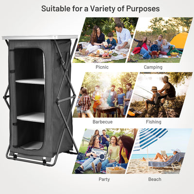 Folding Pop-Up Cupboard Compact Camping Storage Cabinet with Bag-L