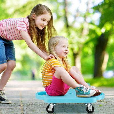 4 Pieces Kids Sitting Scooter Set with Handles and Non-marring Universal Casters-Multicolor