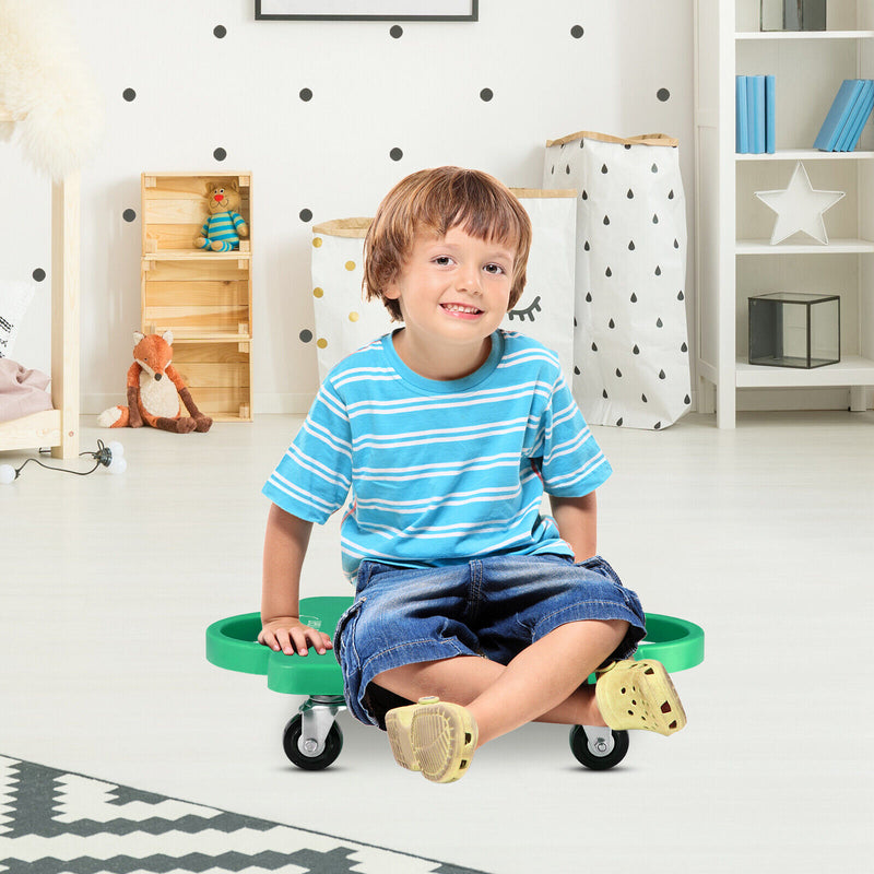 4 Pieces Kids Sitting Scooter Set with Handles and Non-marring Universal Casters-Multicolor