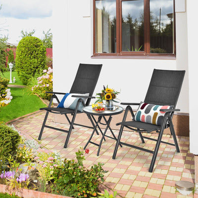 Patio Side Table with Tempered Glass Tabletop