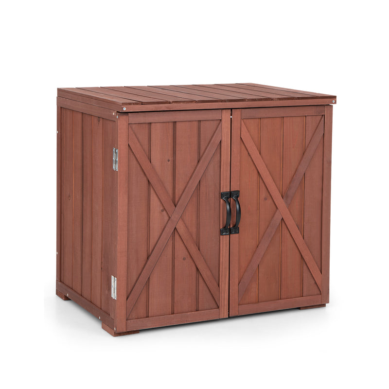 2.5 x 2 Feet Outdoor Wooden Storage Cabinet with Double Doors-Brown