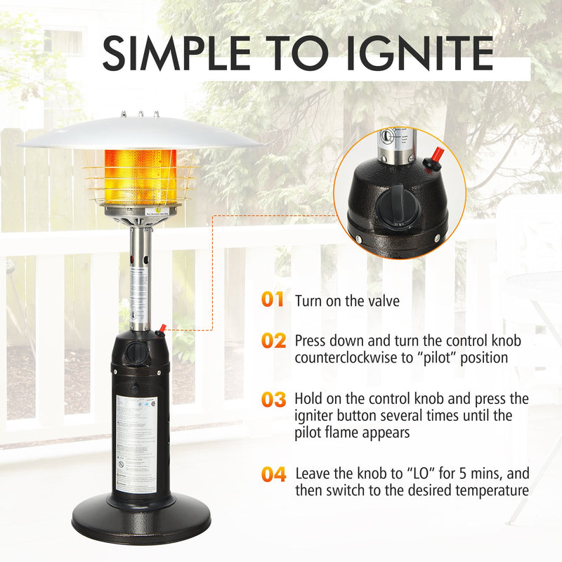 11 000 BTU Portable Tabletop Propane Patio Standing Heater