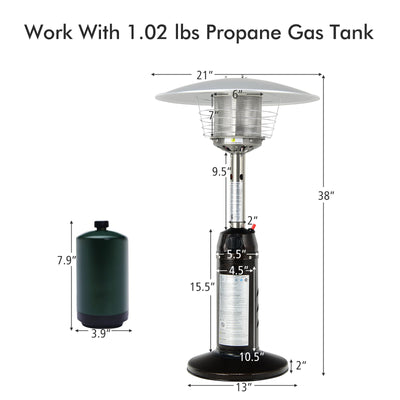 11 000 BTU Portable Tabletop Propane Patio Standing Heater