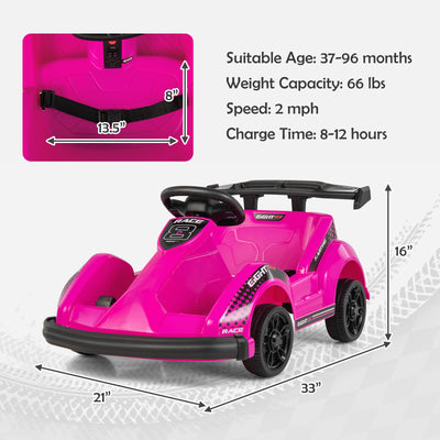 Kids 6V Ride On Go Cart with Remote Control and Safety Belt-Pink