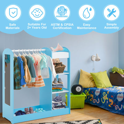 Kids Dress Up Storage with Mirror-Blue