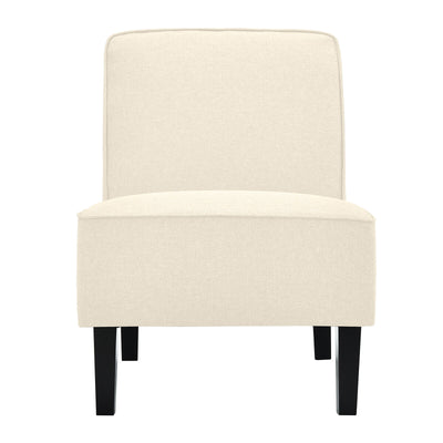 Modern Armless Accent Chair with Rubber Wood Legs-Beige