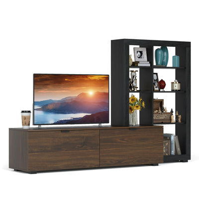 2-In-1 TV Stand with 4-tier Bookshelf for TVs up to 50 Inch