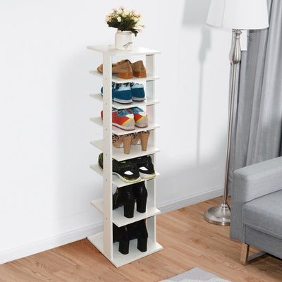 Wooden Shoes Storage Stand 7 Tiers Shoe Rack Organizer Multi-shoe Rack Shoebox-White