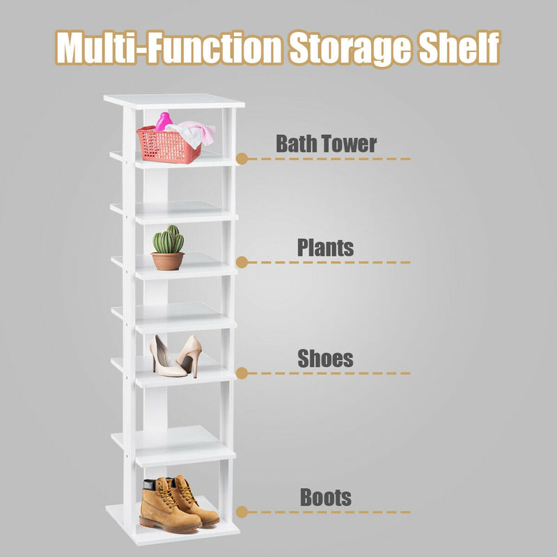 Wooden Shoes Storage Stand 7 Tiers Shoe Rack Organizer Multi-shoe Rack Shoebox-White