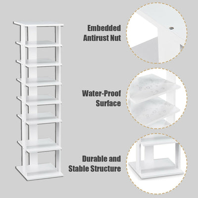 Wooden Shoes Storage Stand 7 Tiers Shoe Rack Organizer Multi-shoe Rack Shoebox-White