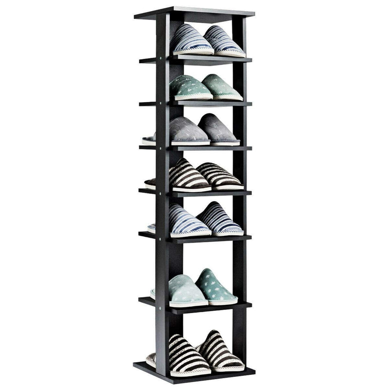 7-Tier Shoe Rack Practical Free Standing Shelves Storage Shelves-Black