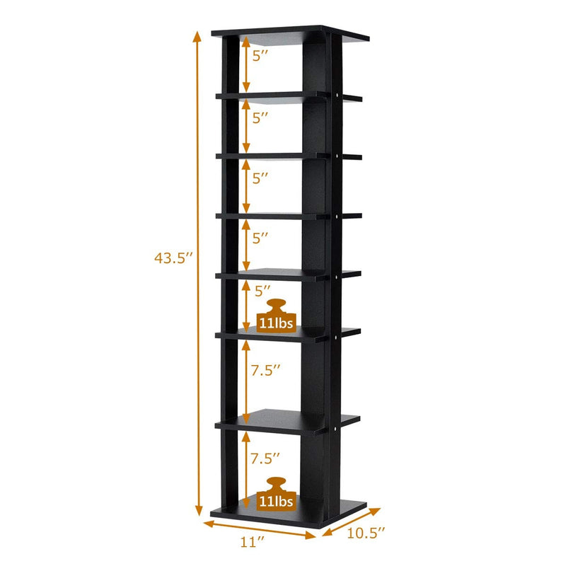 7-Tier Shoe Rack Practical Free Standing Shelves Storage Shelves-Black