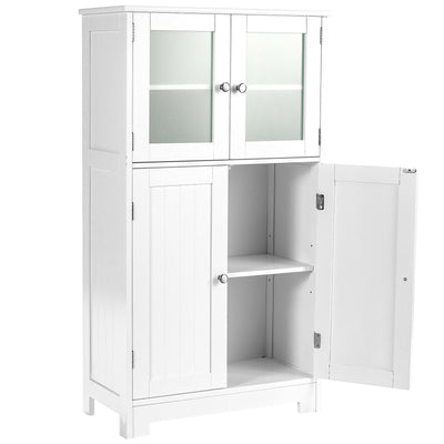 Bathroom Floor Storage Locker Kitchen Cabinet with Doors and Adjustable Shelf-White