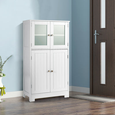 Bathroom Floor Storage Locker Kitchen Cabinet with Doors and Adjustable Shelf-White