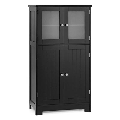 Bathroom Floor Storage Locker Kitchen Cabinet with Doors and Adjustable Shelf-Black