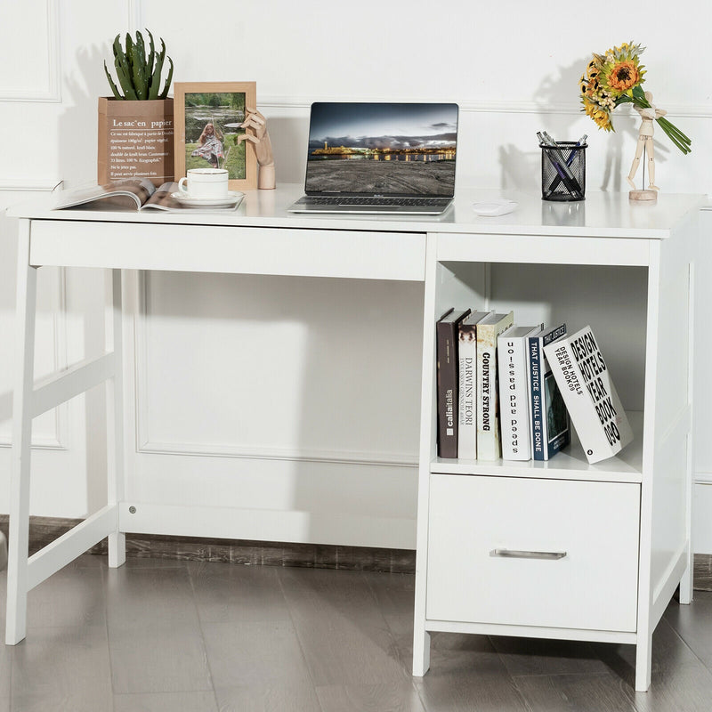 47.5 Inch Modern Home Computer Desk with 2 Storage Drawers-White