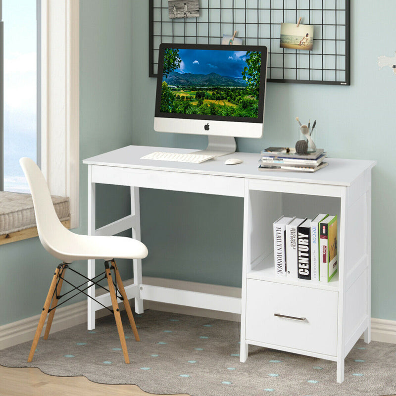 47.5 Inch Modern Home Computer Desk with 2 Storage Drawers-White