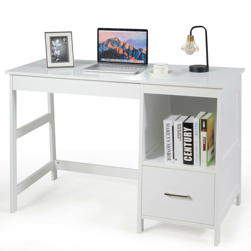 47.5 Inch Modern Home Computer Desk with 2 Storage Drawers-White