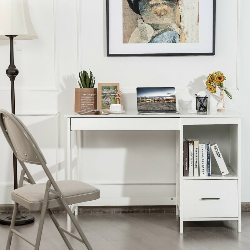 47.5 Inch Modern Home Computer Desk with 2 Storage Drawers-White