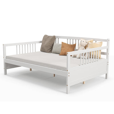 Full Size Daybed Frame with Guardrails-White