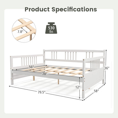 Full Size Daybed Frame with Guardrails-White